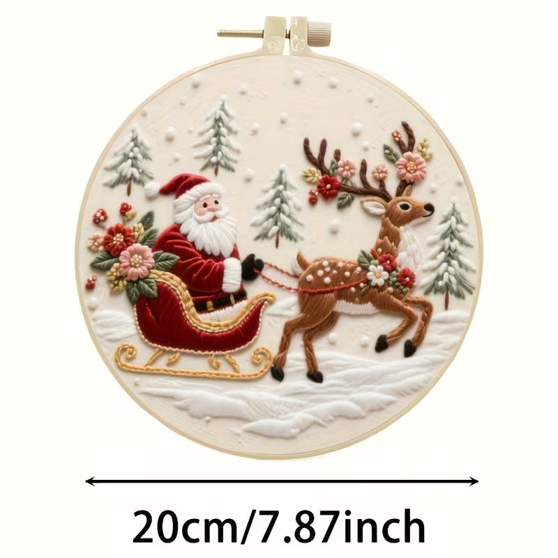 Santa Claus with a Raindeer Embroidery DIY Kit