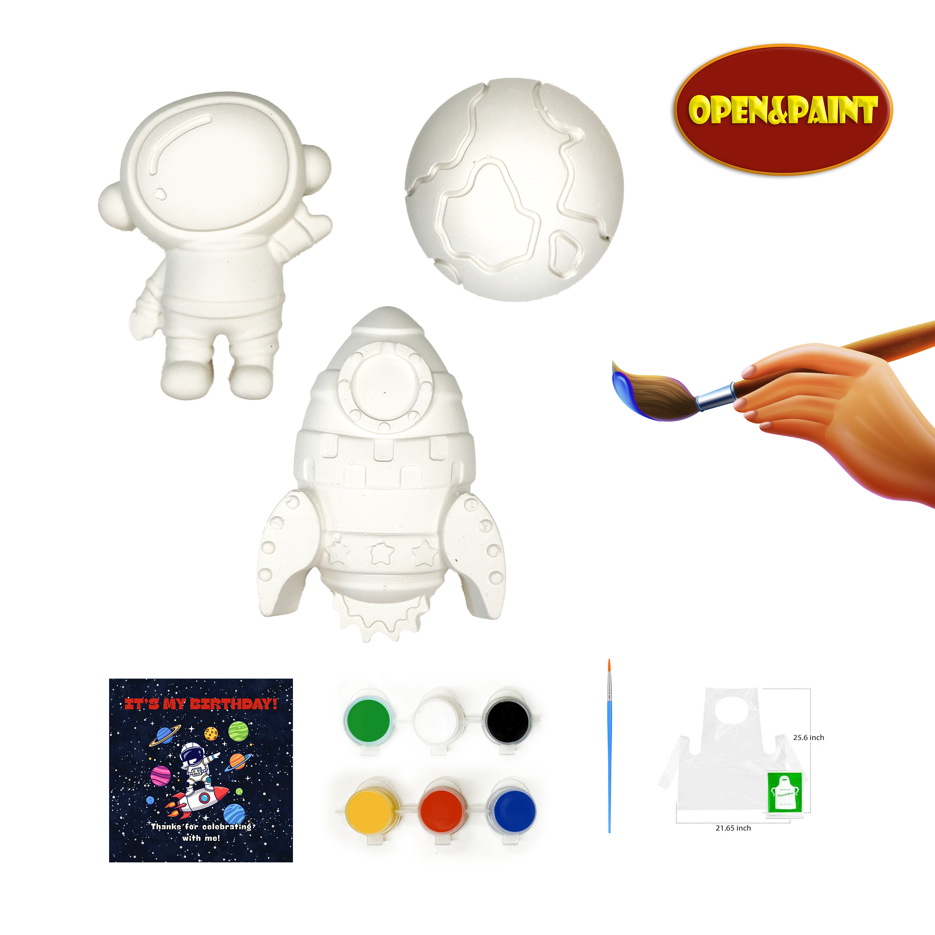 Astronaut Plaster Paint Kit, 3 pc