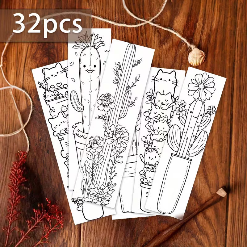 Cactus Bookmarks Coloring Kit