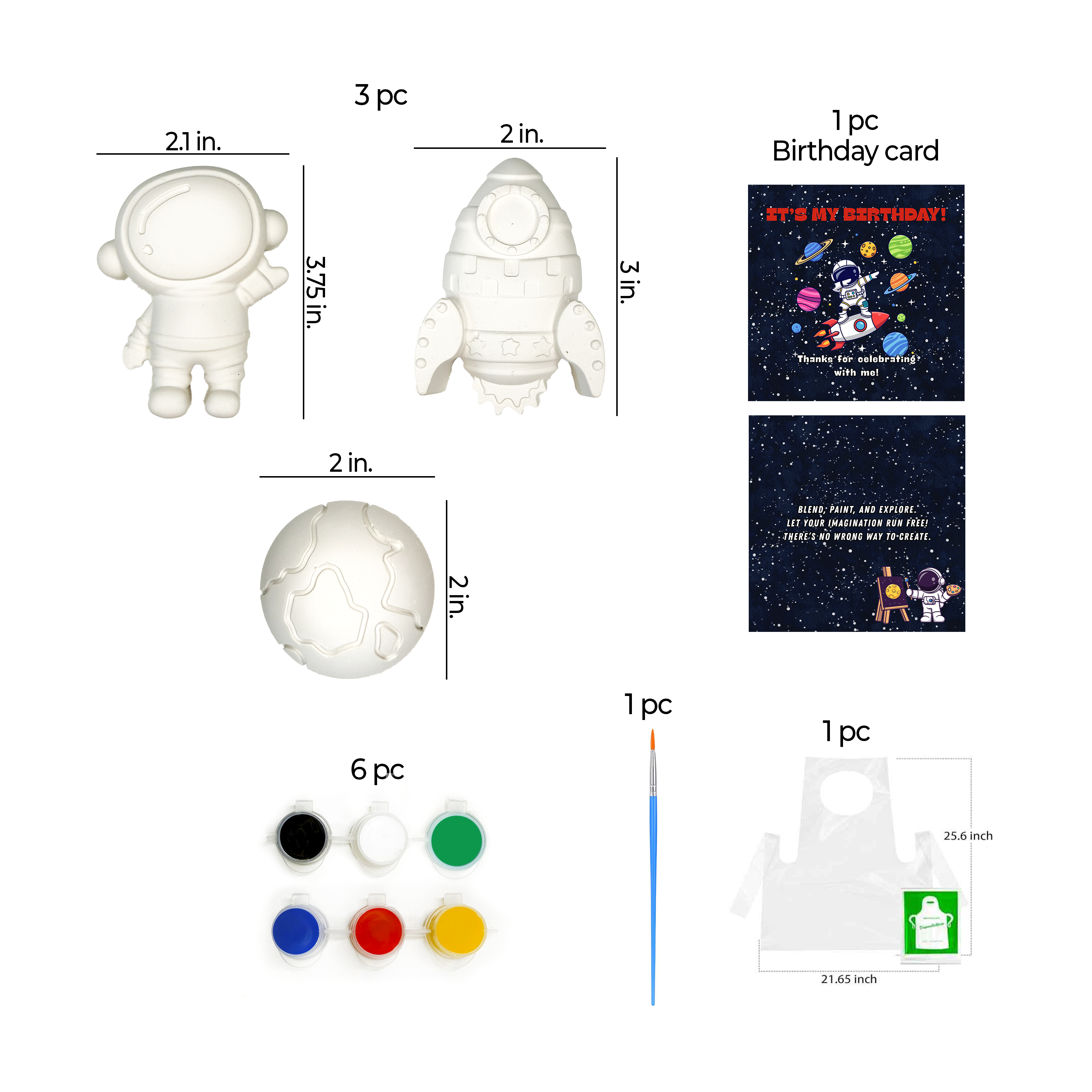 Astronaut Plaster Paint Kit, 3 pc