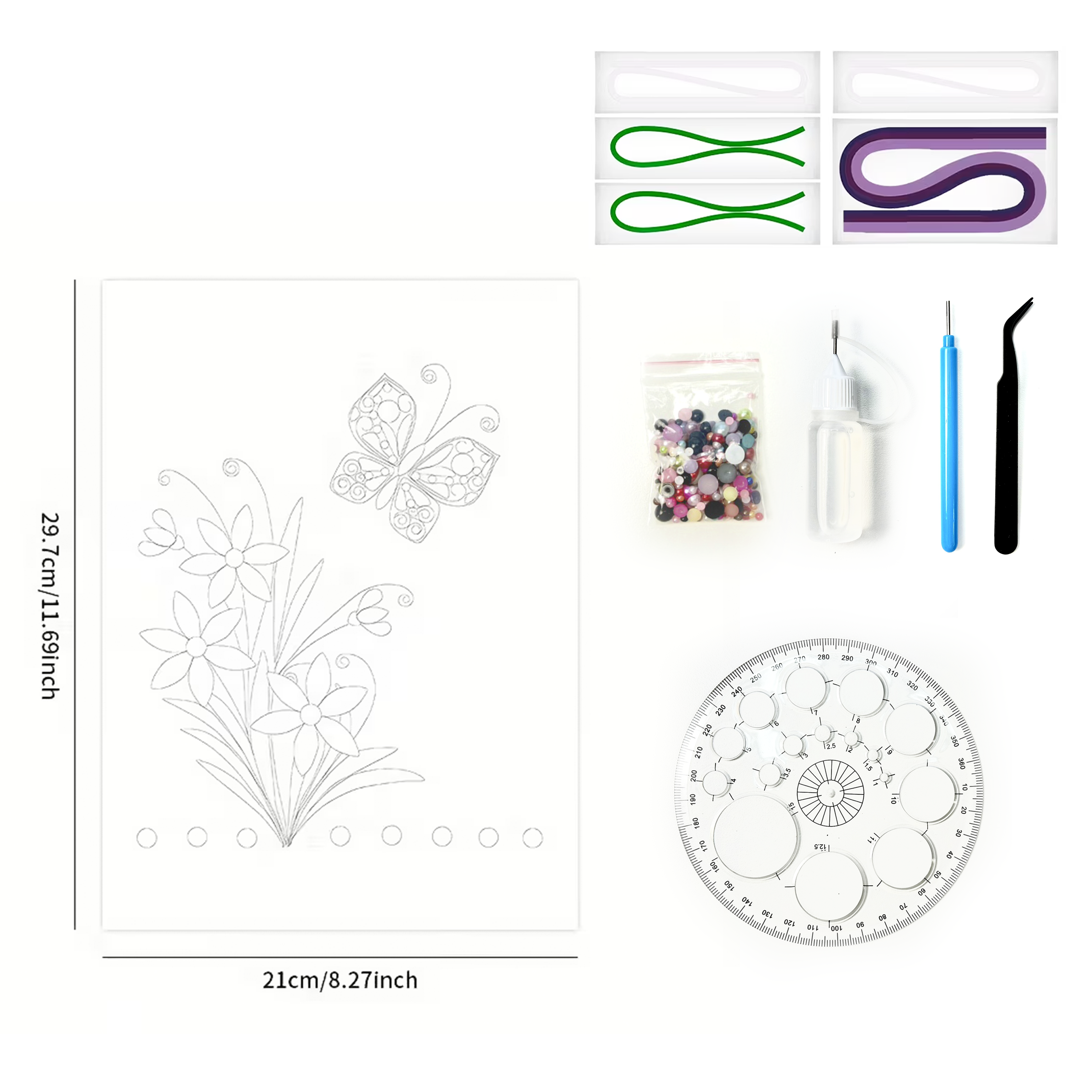 Purple Flower Quilling Paper DIY Kit