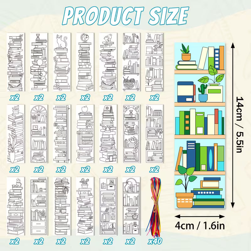 Books Paper Bookmarks Coloring Kit