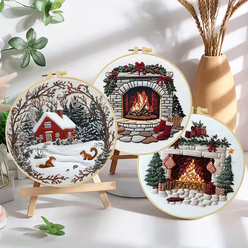 Winter House Embroidery DIY Kit