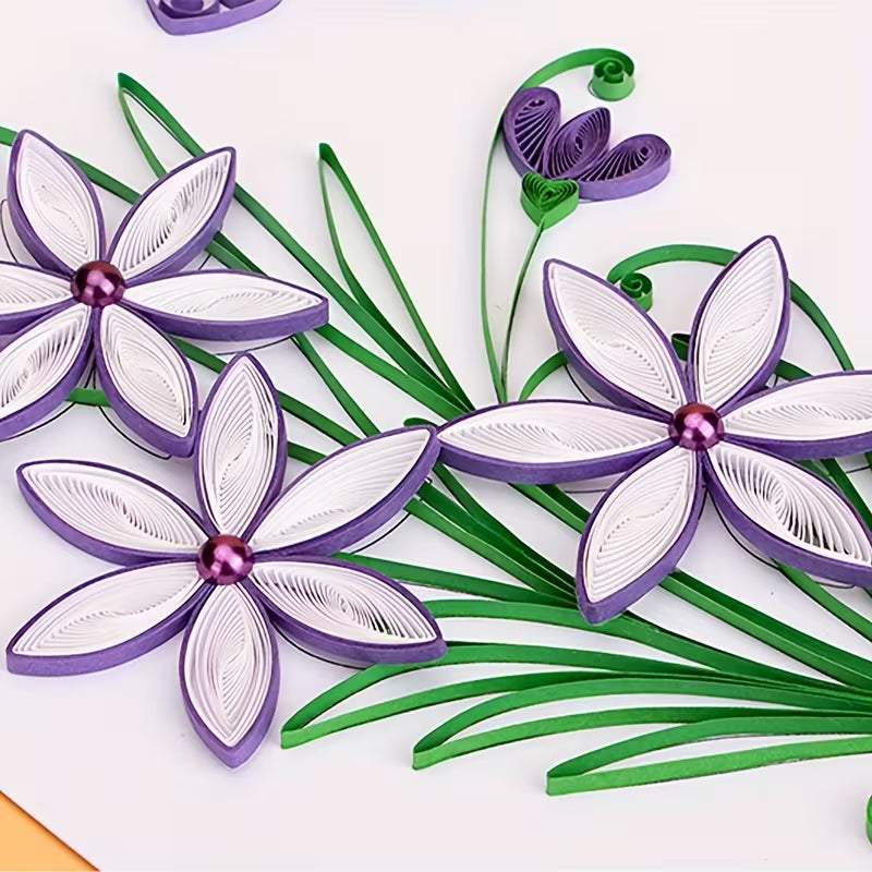 Purple Flower Quilling Paper DIY Kit