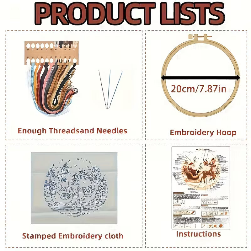 Santa Claus with a Raindeer Embroidery DIY Kit