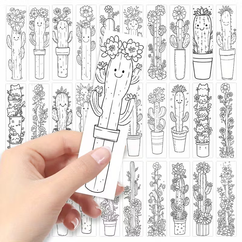 Cactus Bookmarks Coloring Kit
