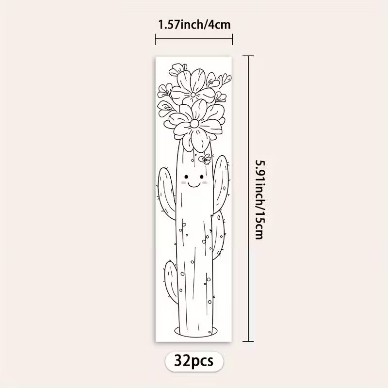 Cactus Bookmarks Coloring Kit