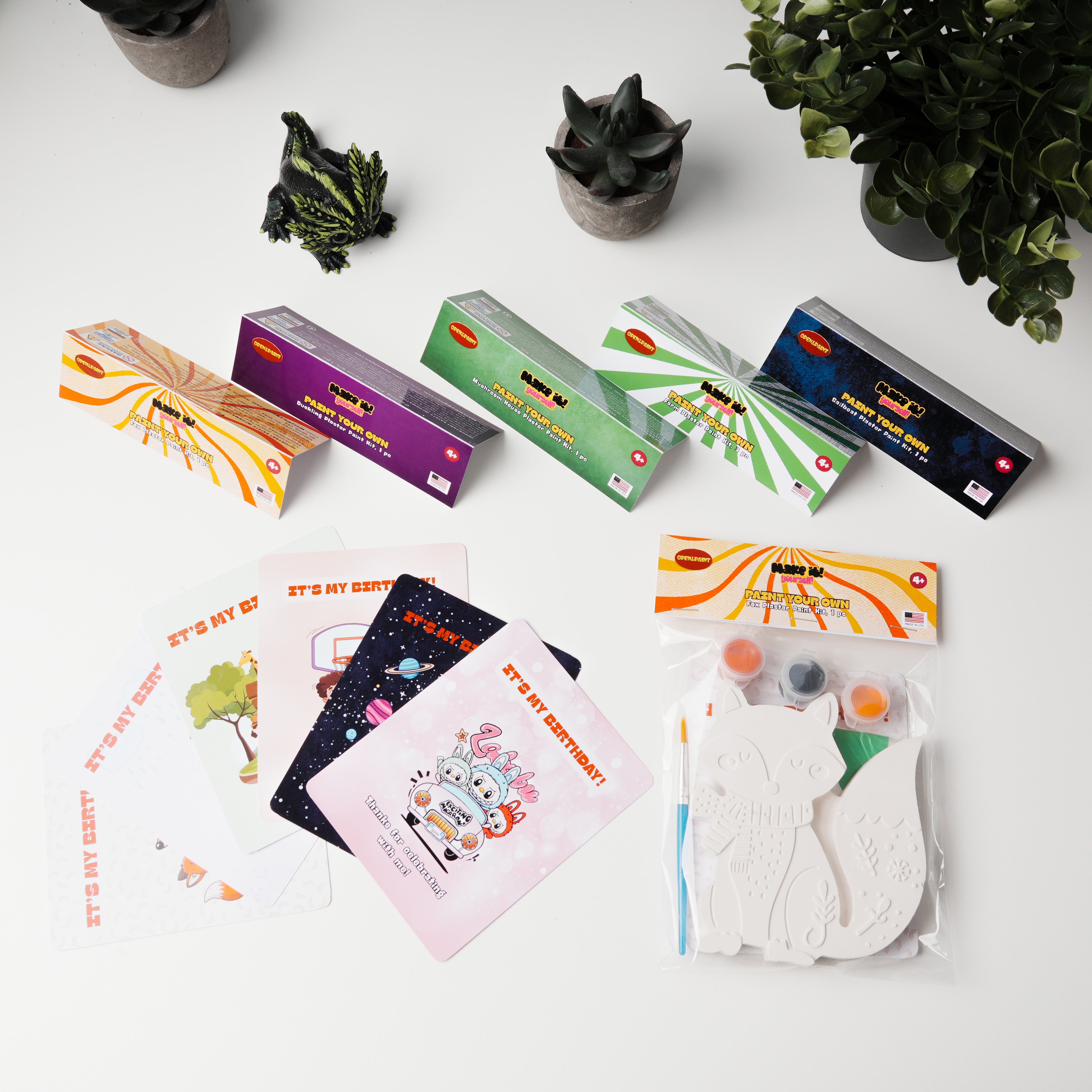 printed insert cards and matching header cards for paint kits made in USA