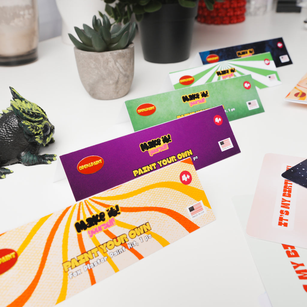 matching header cards for paint kit packaging printed in USA