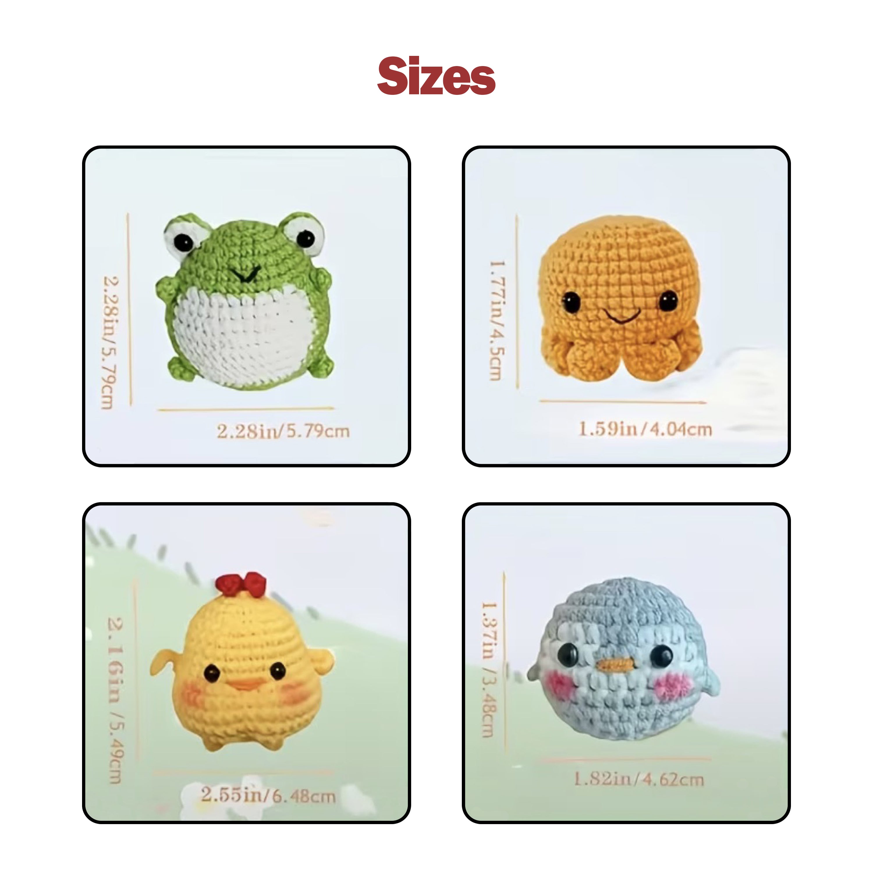 Beginner Crochet Animal Kit – 8 Mini Animals DIY Set