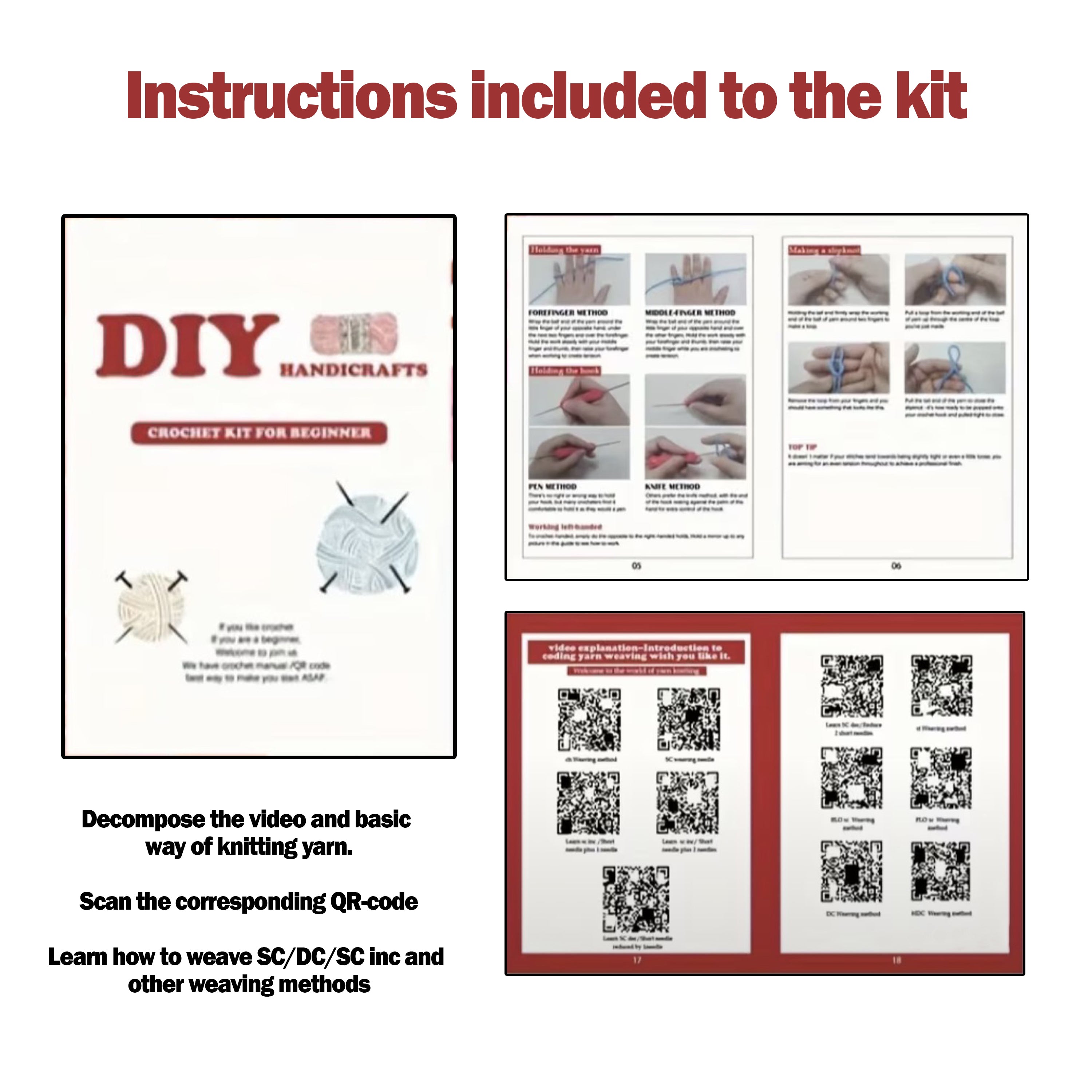 Beginner Crochet Animal Kit – 8 Mini Animals DIY Set