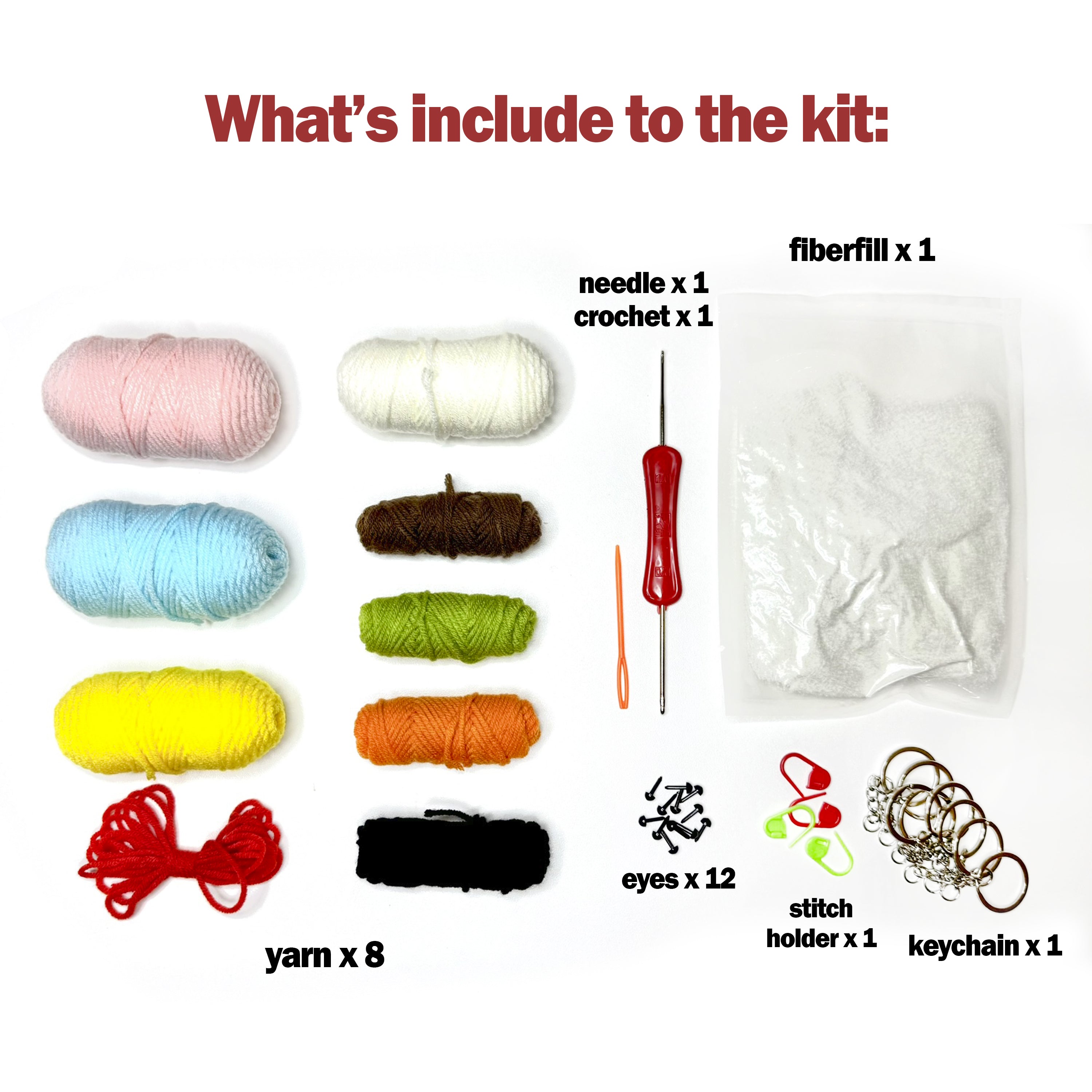 Beginner Crochet Animal Kit – 8 Mini Animals DIY Set