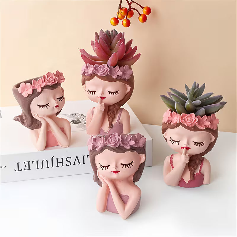 Girl Plaster Paint Kit - Planter & Candle Holder, 3 pc