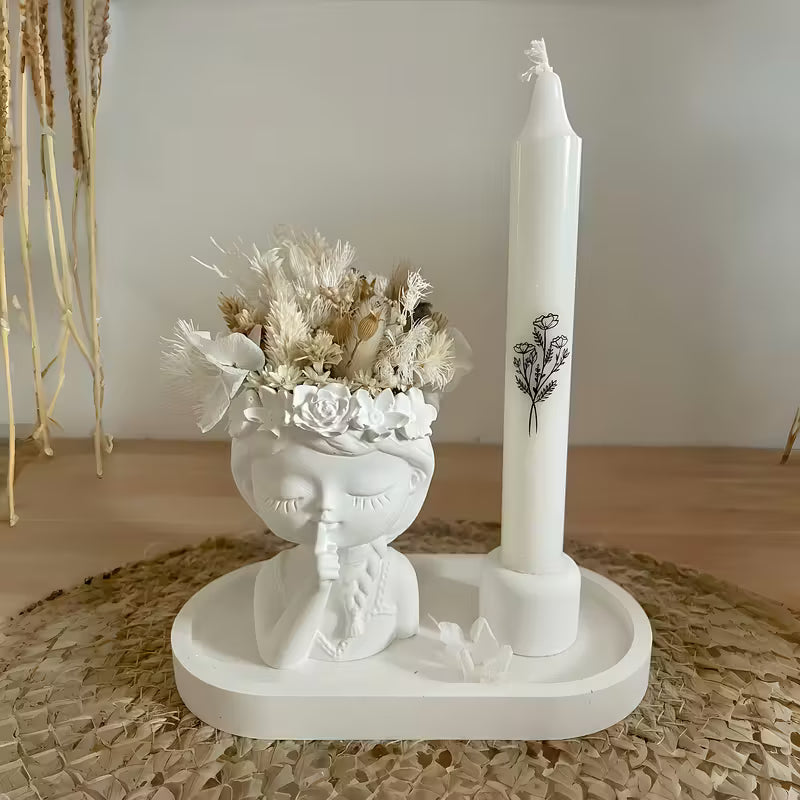 Girl Plaster Paint Kit - Planter & Candle Holder, 3 pc