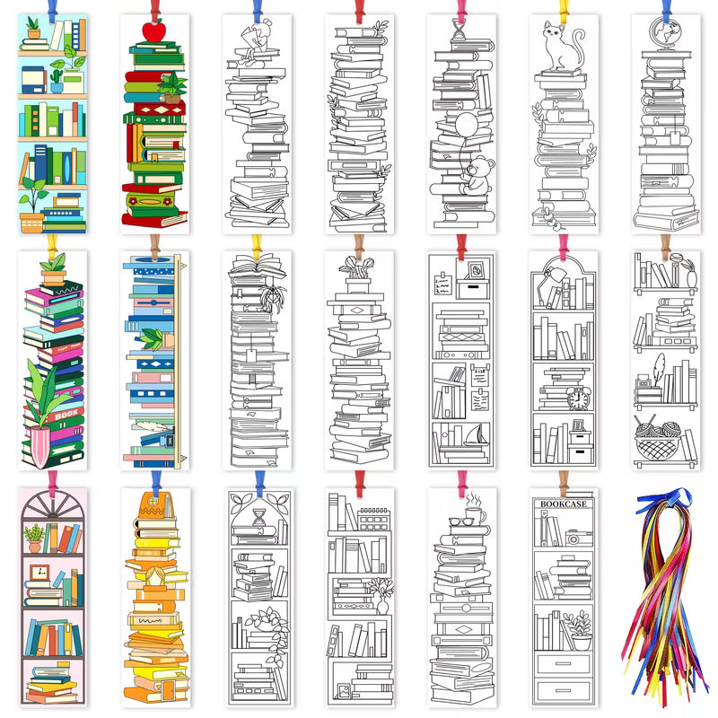 Books Paper Bookmarks Coloring Kit