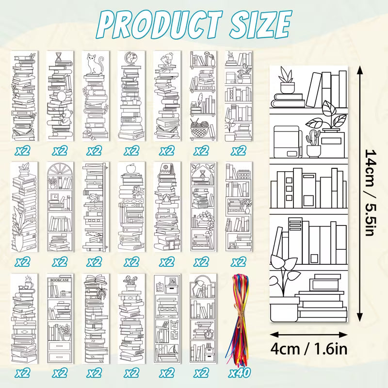 Books Paper Bookmarks Coloring Kit