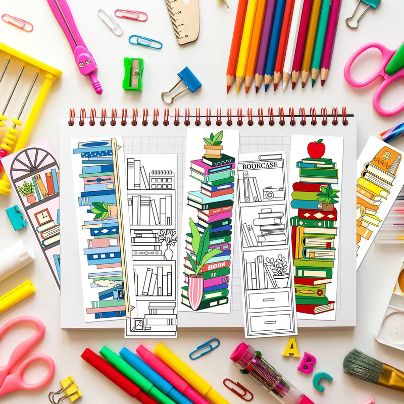 Books Paper Bookmarks Coloring Kit