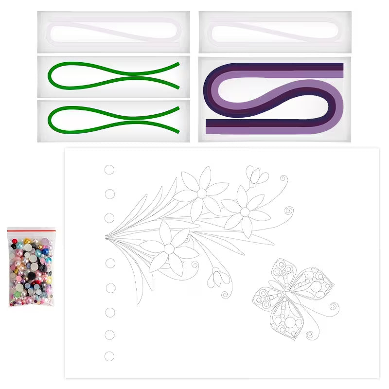 Purple Flower Quilling Paper DIY Kit